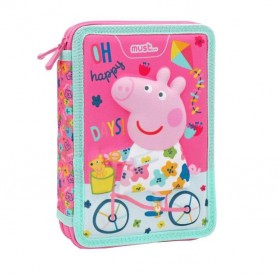 Kασετίνα τετράγωνη διπλή γεμάτη Peppa the Pig Happy Days