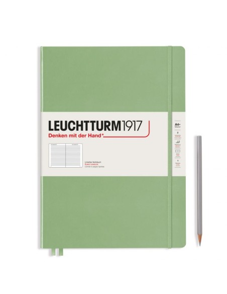 L NOTEBOOK HC A4+SL RULED SAGE 123p
