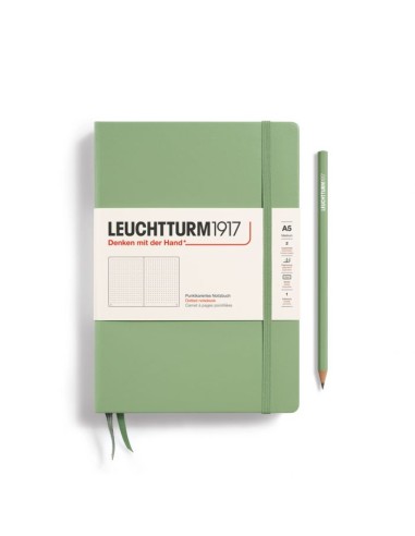 L NOTEBOOK HC A5 MED DOTTED SAGE 251P