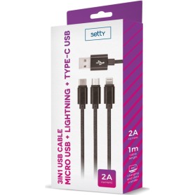 ΚΑΛΩΔΙΟ SETTY 3 IN 1 USB (micro usb/lightning/type c) BLACK