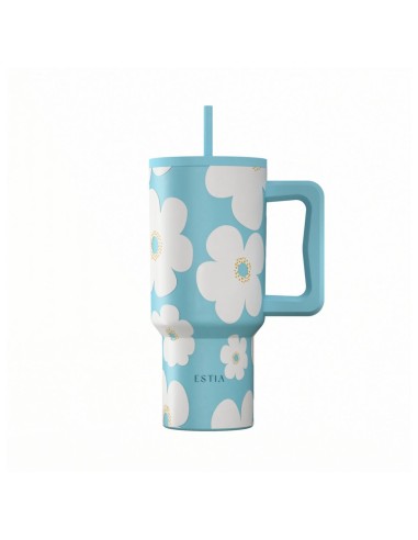 Estia Straw Tumbler XL StA 900ml Blue Daisy