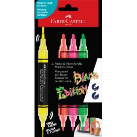 Faber-Castell Ακρυλικοί Μαρκαδόροι Neon Colours Σετ 4τμχ