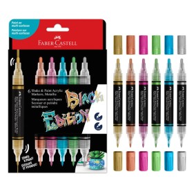 Faber-Castell Ακρυλικοί Μαρκαδόροι Metallic Colours Σετ 6τμχ